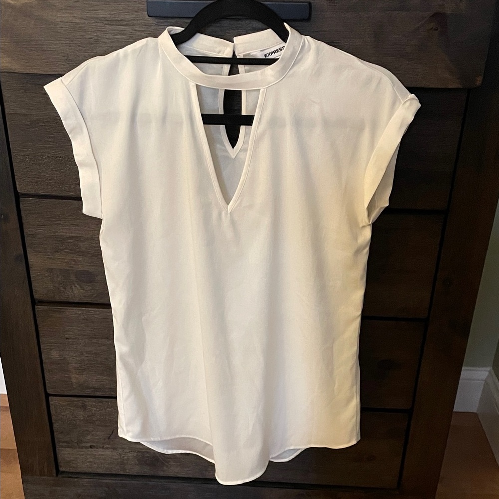 Express Cream Keyhole Blouse